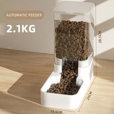 Automatic Pet Feeder and Water Dispenser Set Large Capacity Gravity Food and Water Station with Transparent Tank for Cats and Dogs