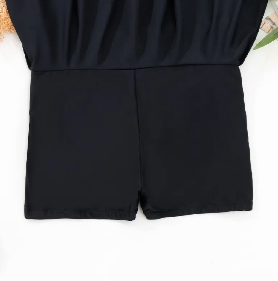 High-Waist Pleated Swim Skirt Bottom