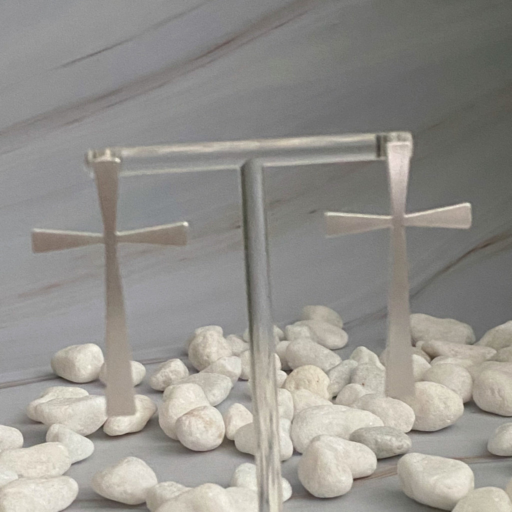 Satin Finish Cross Earrings | Christian Jewelry