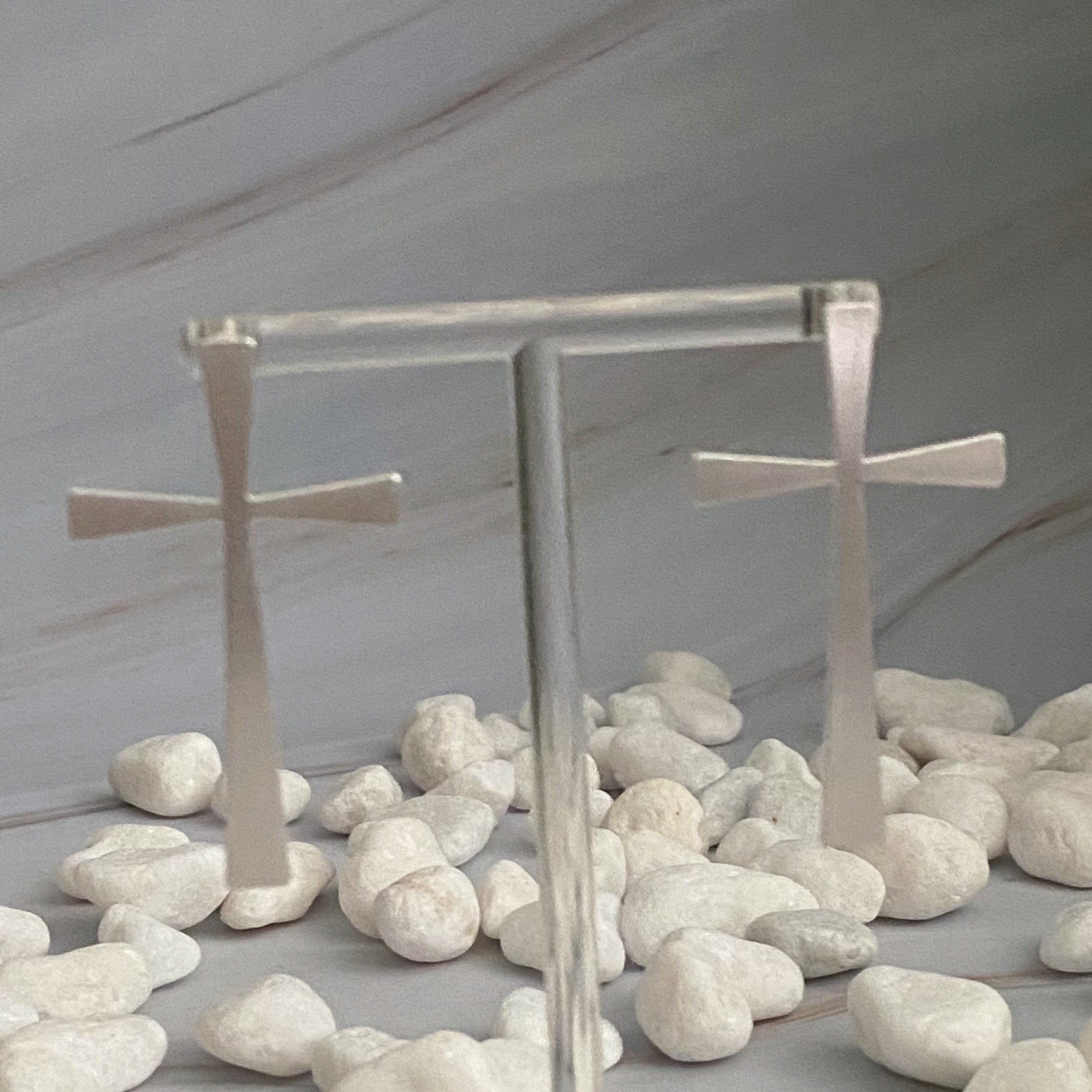 Satin Finish Cross Earrings | Christian Jewelry