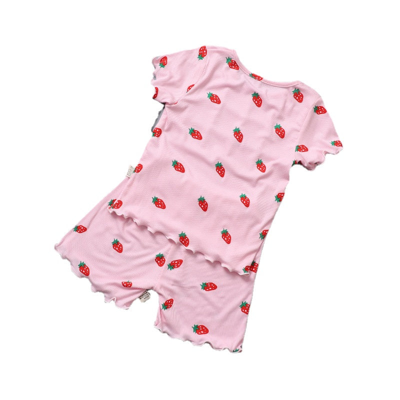Summer Bear Pajama Set for Baby Girls (T-shirt & Shorts) | Streetwear
