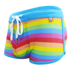 Men's Rainbow Stripe Drawstring Swim Trunks