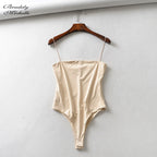 Summer Slim Fit Spaghetti Strap Backless Bodysuit