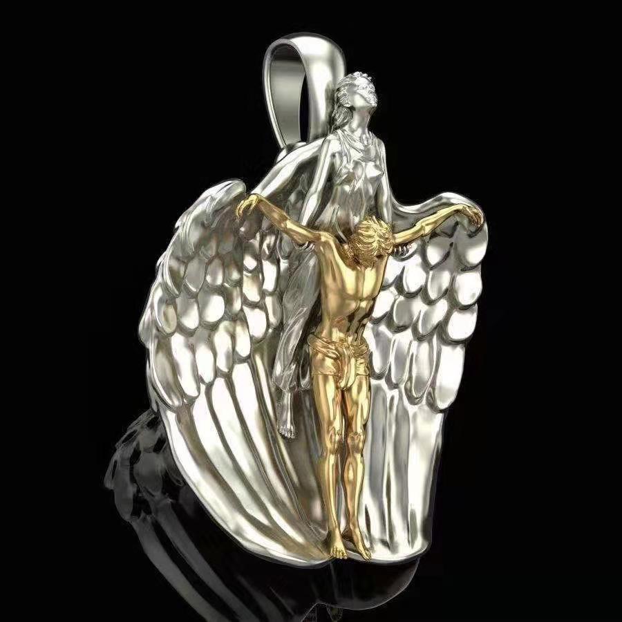 Angel and Christ Pendant Necklace