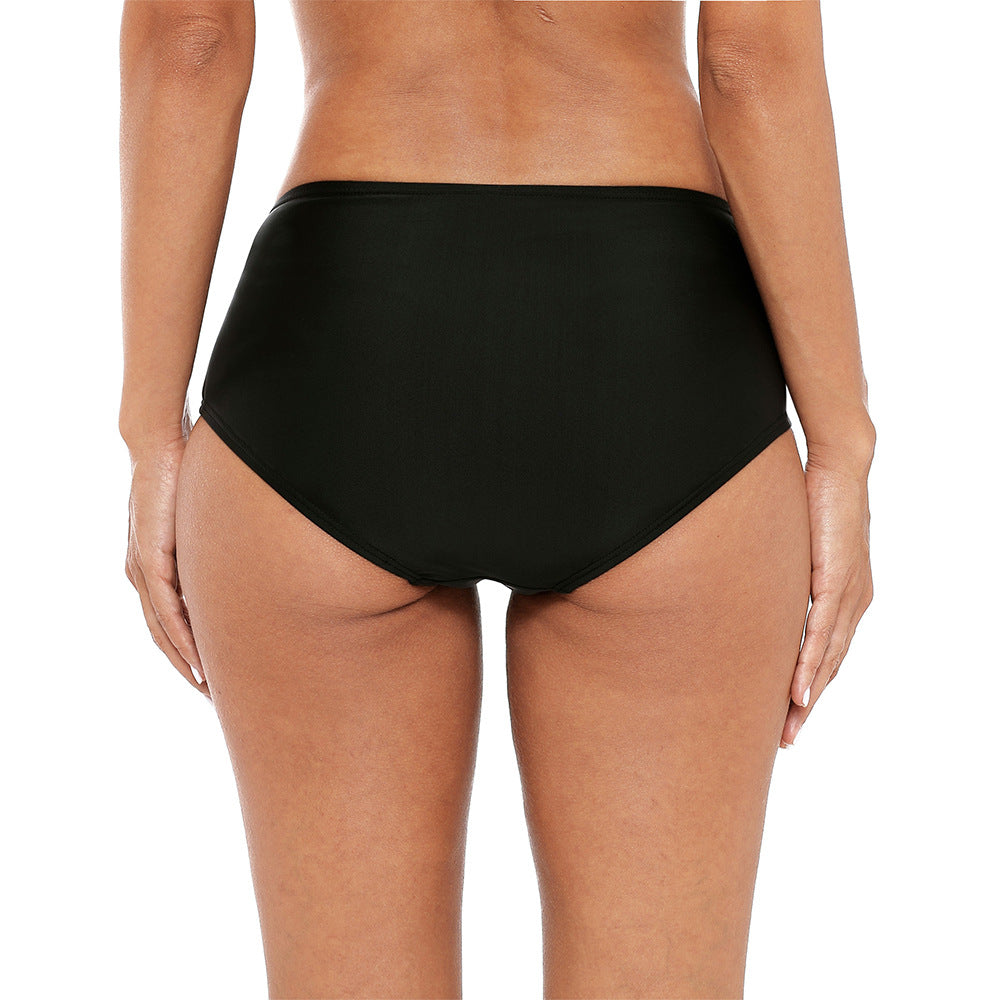 Women's Black Ruffled Beach Shorts with Built-in Liner