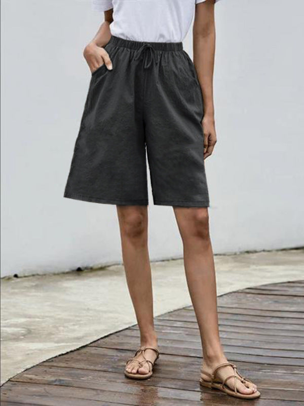 Plus Size Cotton Linen Five-Point Shorts for Women