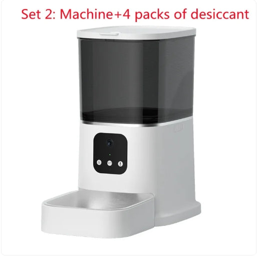 Automatic Pet Feeder with Camera and App Control, Smart WiFi Food Dispenser with Voice Recorder for Cats and Dogs, Large Capacity Timed Feeder