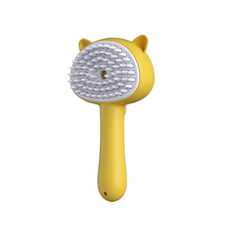Cat Grooming Brush with Mist Silicone Bristle Deshedding Brush for Cats and Dogs, Gentle Massage Detangling Grooming Comb, Cute Cat Ear Design
