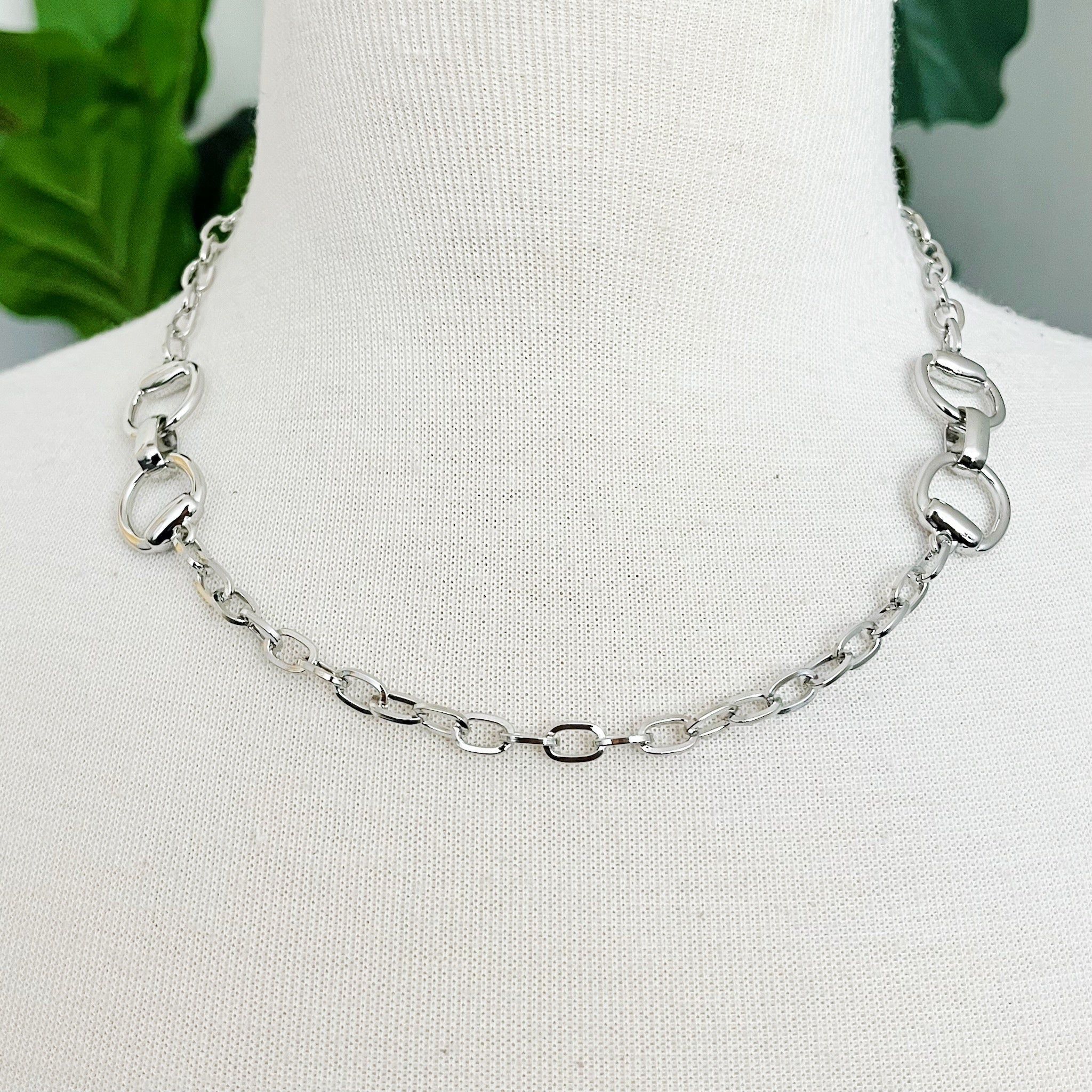 Double Equestrian Horsebit Chain Necklace