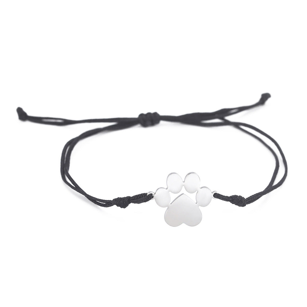 Silver Paw Print Adjustable Cord Bracelet
