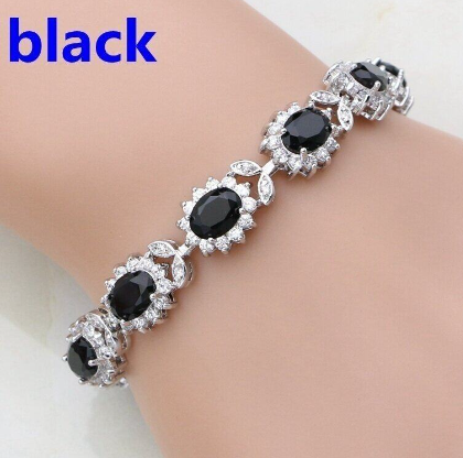 Inlaid Crystal Floral Tennis Bracelet