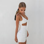 Tie-Front Ruched Bodycon Mini Dress