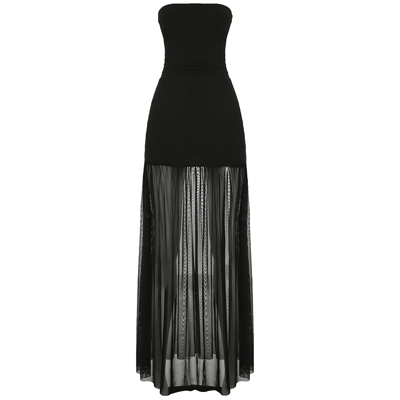 Women's Elegant Mesh Tube Top Bodycon Dress