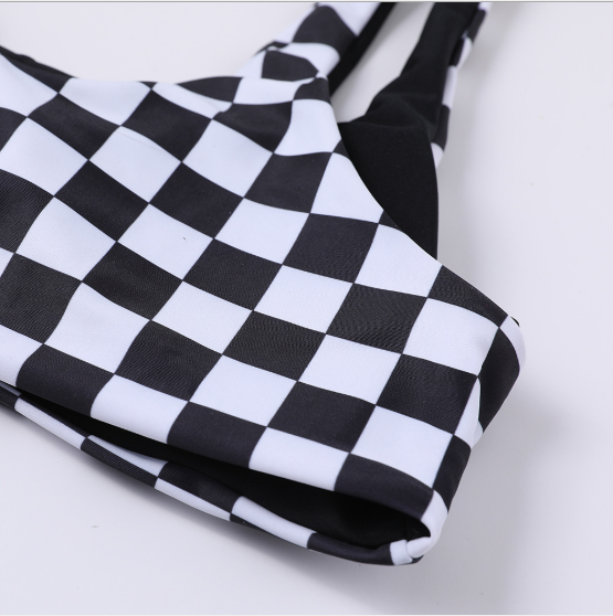 Checkerboard Print Bikini Set
