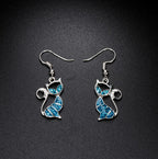 Aopok Cat Silver Pendant and Cat Earrings Set