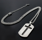 Cross Dog Tag Pendant Necklace