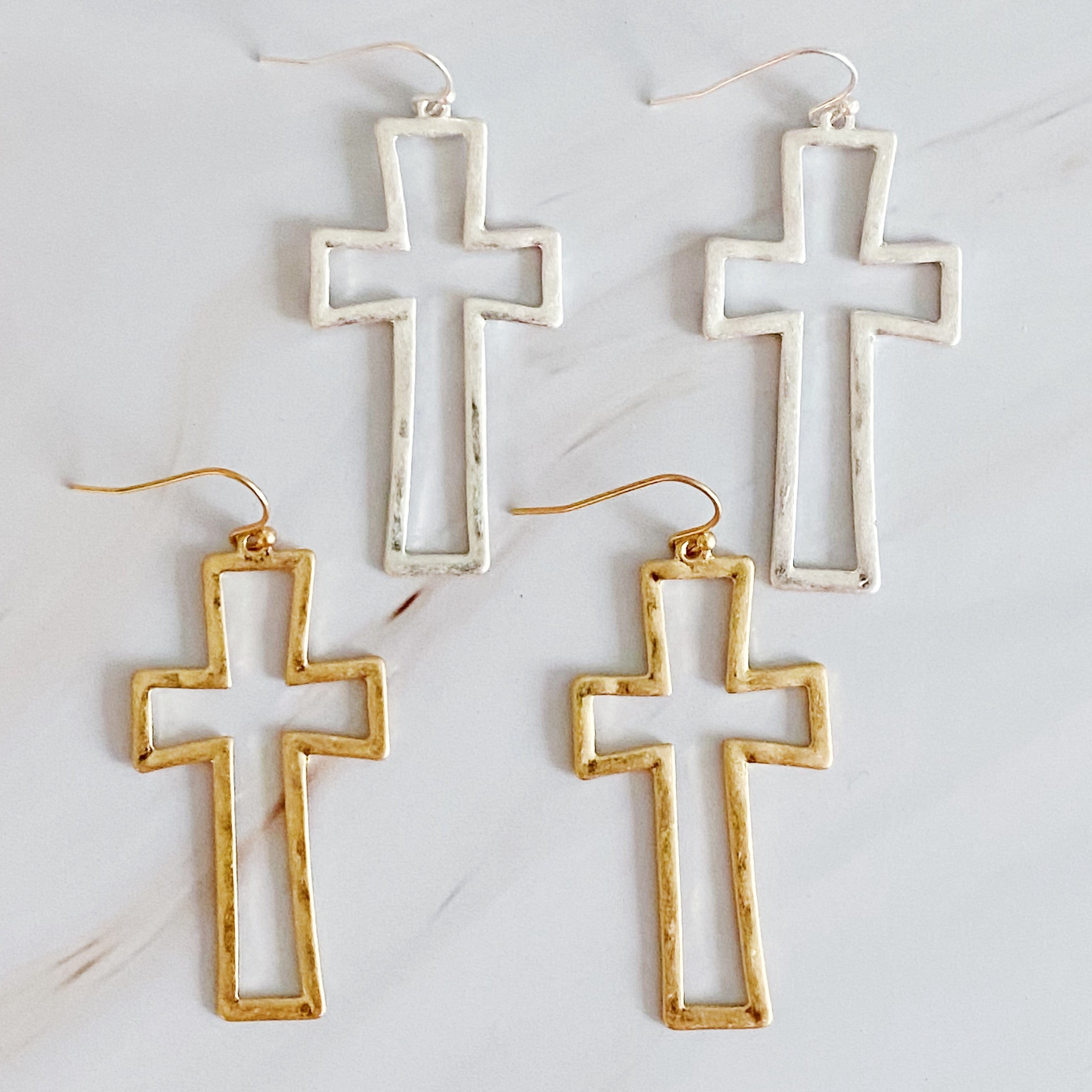 Dangle Cross Outlined Earrings | Christian Jewelry