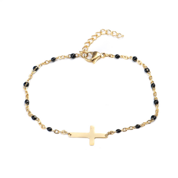 Dainty Cross Beaded Bracelet