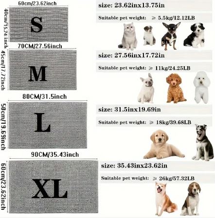 Absorbent Muddy Paw Dog Mat Thick Chenille Microfiber Door Mat Quick-Dry Non-Slip Washable Floor Rug for Dogs and Cats