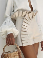High Waist Lace Decor Women's Asymmetric Summer Shorts