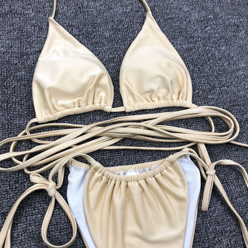 White Strappy Wrap Bikini Set