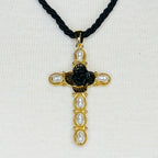 Layered Black Rose Cross Necklace | Christian Jewelry