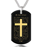 Lord's Prayer Cross Dog Tag Necklace