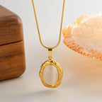 18K Gold-Plated Cat Eye Stone Pendant Necklace