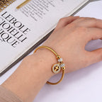 Women's Cross Charm Gold Stainless Steel Bracelet