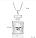 Rhinestone Perfume Bottle Pendant Necklace