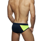 Men's Navy Swim Briefs with Neon Accent