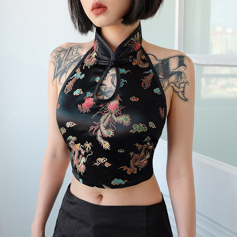 Chinese Style Neck-Hanging Tank Top - Sexy Design