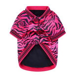Dog Bomber Jacket Padded Winter Coat - Fleece-Lined Animal Print Snap-Button Pet Coat for Small Medium Dogs, Leopard or Pink Zebra