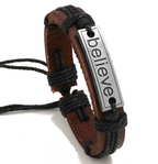 Believe Leather Letter Bracelet