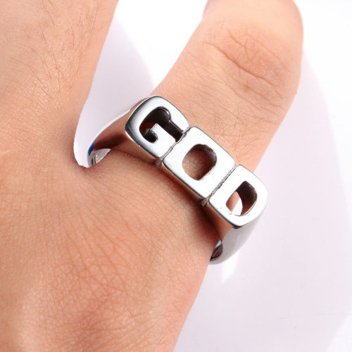 Stainless Steel GOD Letter Ring | Christian Jewelry