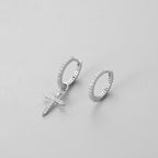Crystal Cross Hoop Earrings for Women