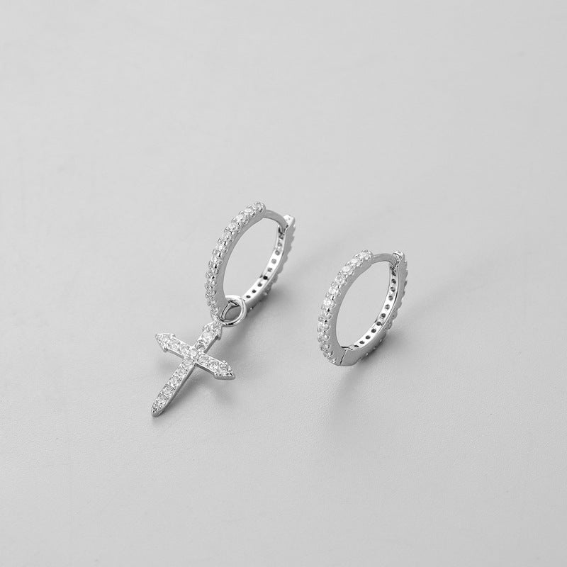 Crystal Cross Hoop Earrings for Women