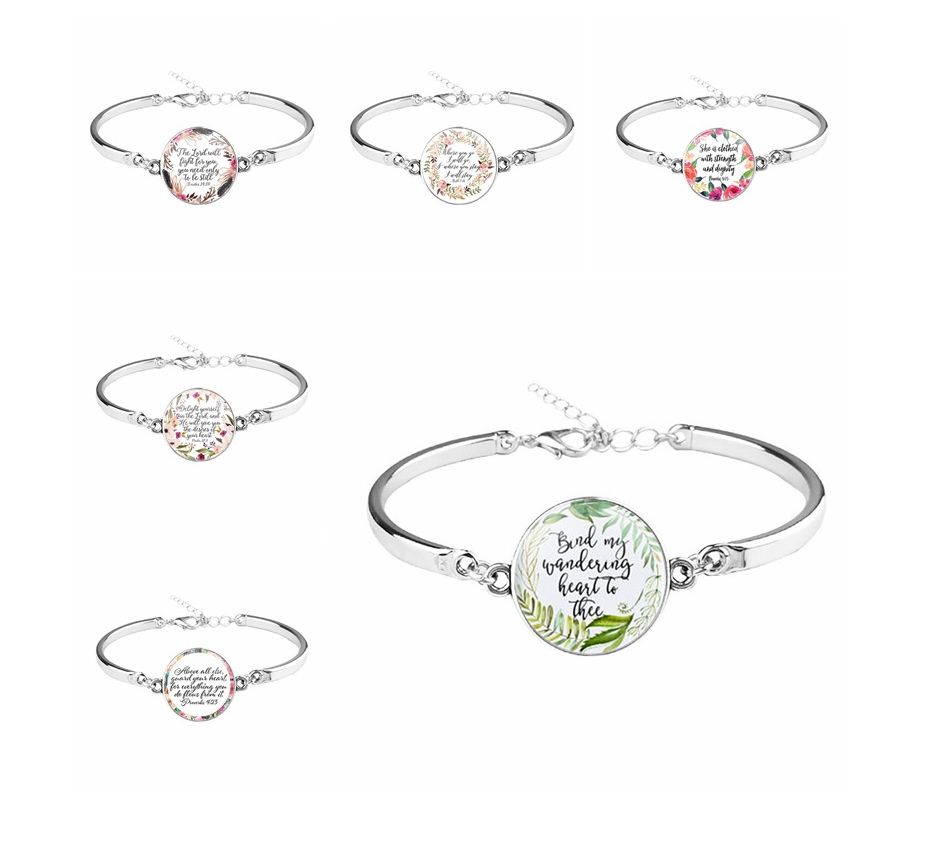 Scripture Cabochon Bangle Bracelet | Christian Jewelry
