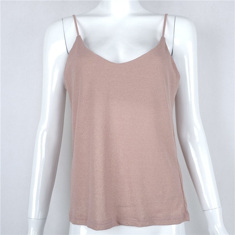Gold Foil Sexy Loose V-Neck Camisole for Women