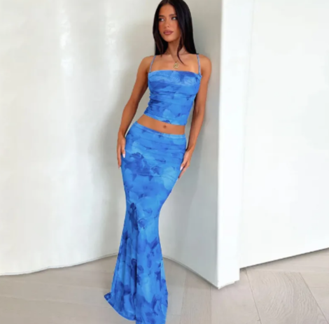 Floral Spaghetti Strap Two-Piece Set
