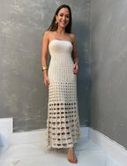 Crochet Strapless Tube Beach Maxi Dress