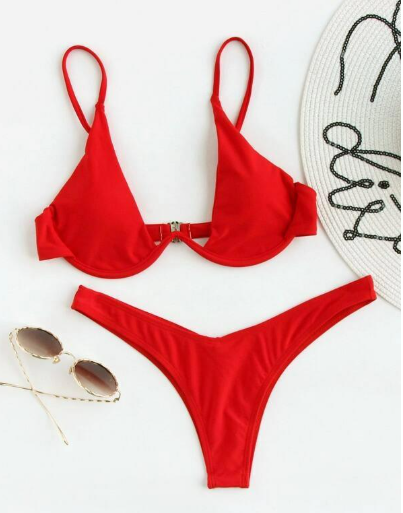 Black Underwire Triangle Bikini Set