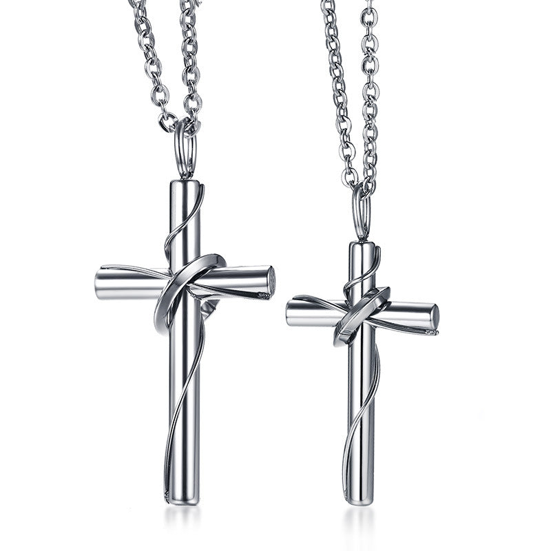 Stainless Steel Couple Cross Pendant Necklace
