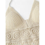 Halter Crocheted Cotton Women's V-Neck Slim Fit Backless Camisole