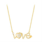 Cat's Eye Stone LOVE Pendant Necklace