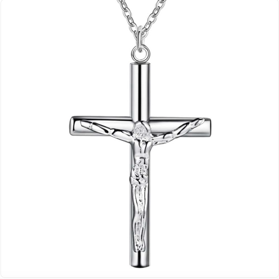Silver Jesus Crucifix Cross Necklace | Christian Jewelry