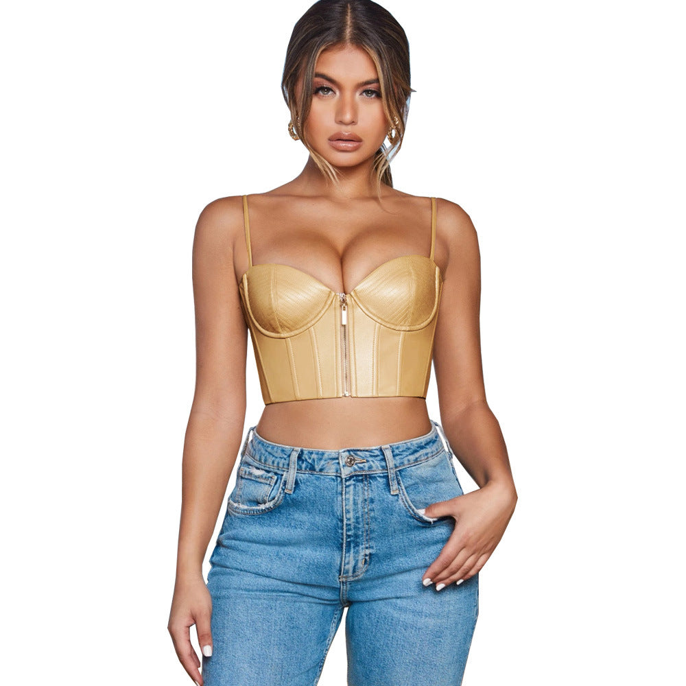 Sexy Nightclub Women's PU Tank Top with Padding