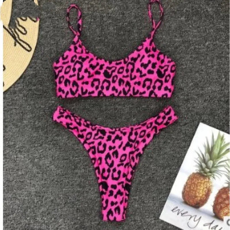 Neon Leopard Print Bikini Set