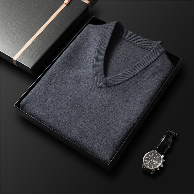Men's V-Neck Knit Pullover Sweater