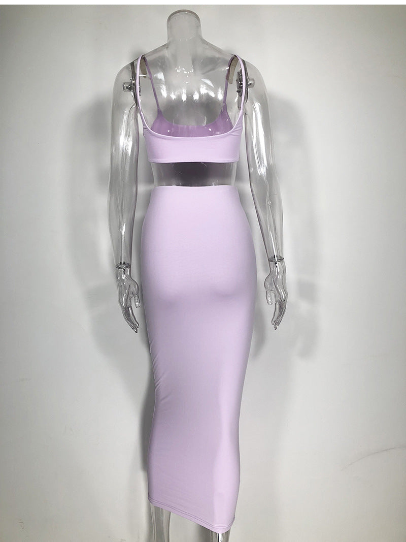 Women's Sexy Two-Piece Dress Set with Crop Top